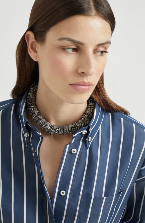 Brunello Cucinelli Vetro And Silver Choker In Gray