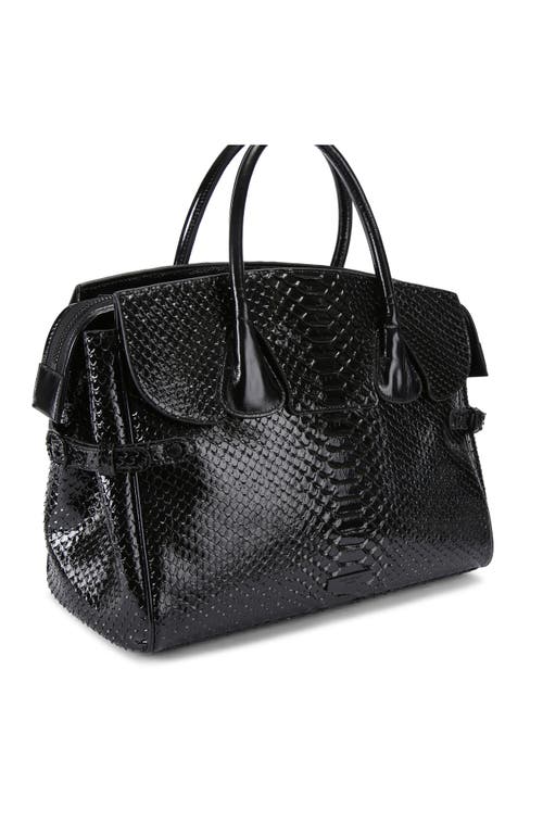 Kurt Geiger London Chelsea Snakeskin Embossed Tote In Black
