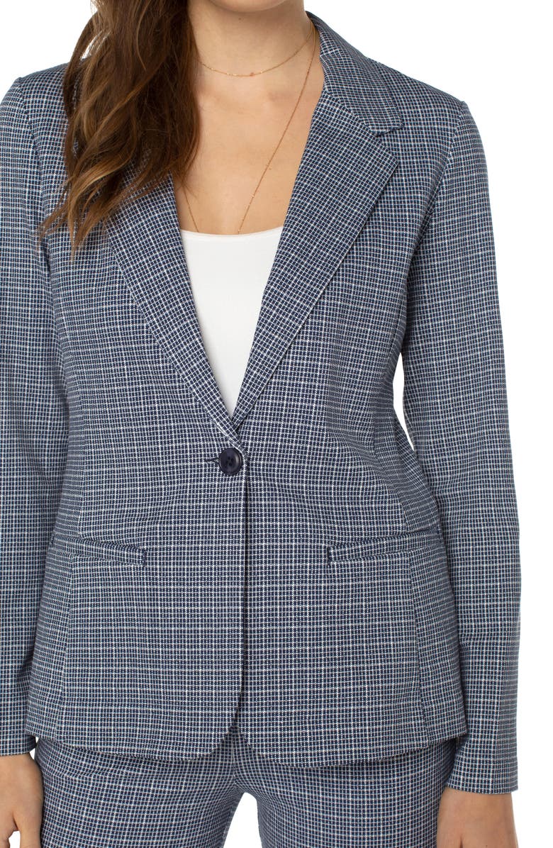 Liverpool Los Angeles Plaid Fitted Open Front Knit Blazer, Alternate, color,