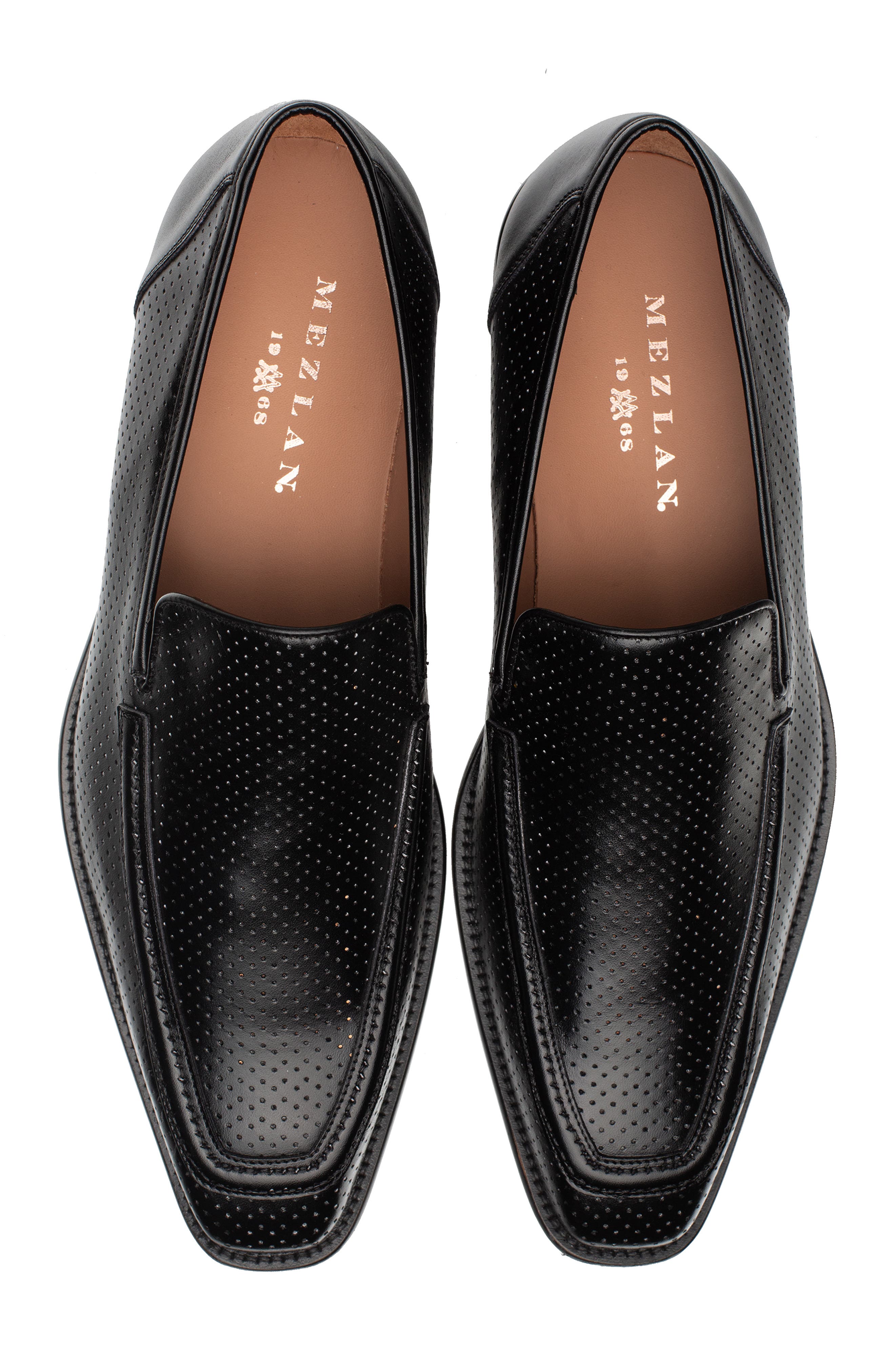 Mezlan Perforated Leather Loafer, Alternate, color, Black
