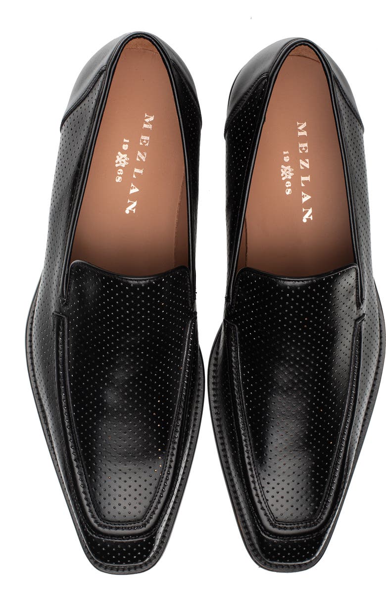 Mezlan Perforated Leather Loafer, Alternate, color, Black