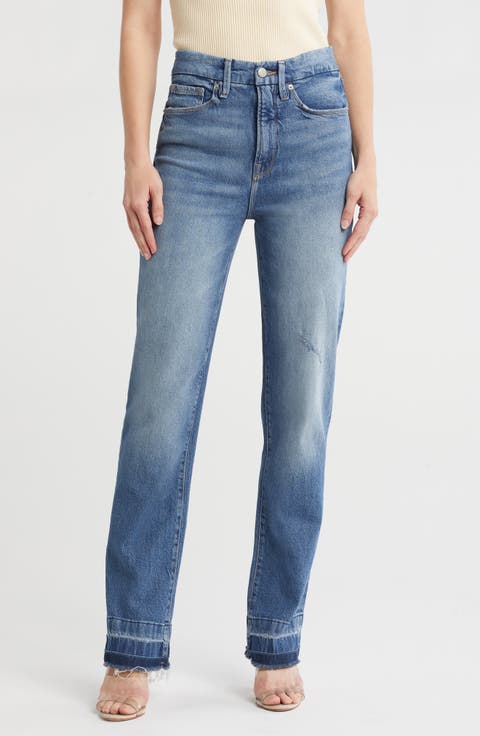 Good Boy Release Hem High Waist Boyfriend Jeans (I706) (Regular & Plus)