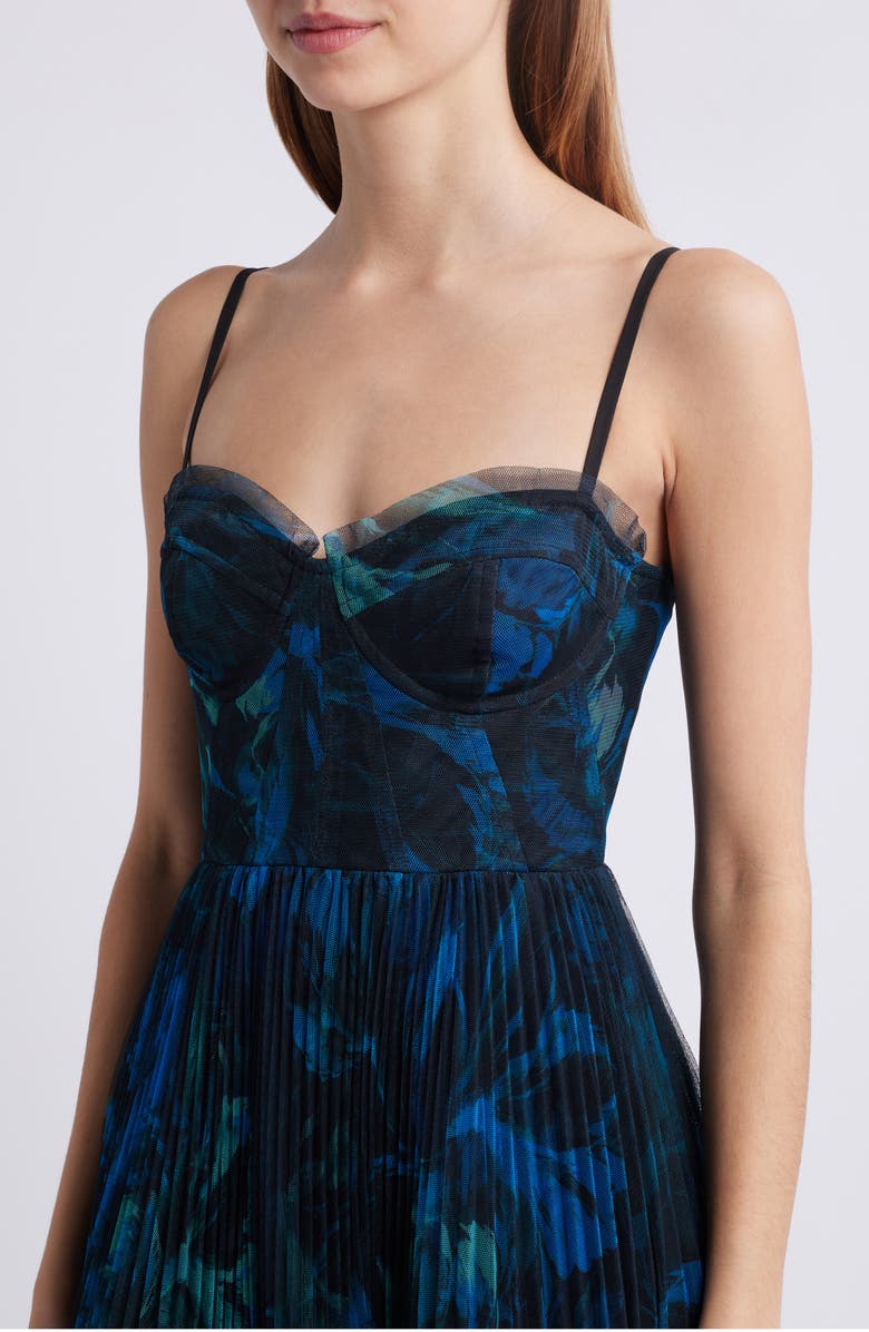 Hutch Corset Pleated Maxi Dress, Alternate, color, Dark Blue Floral