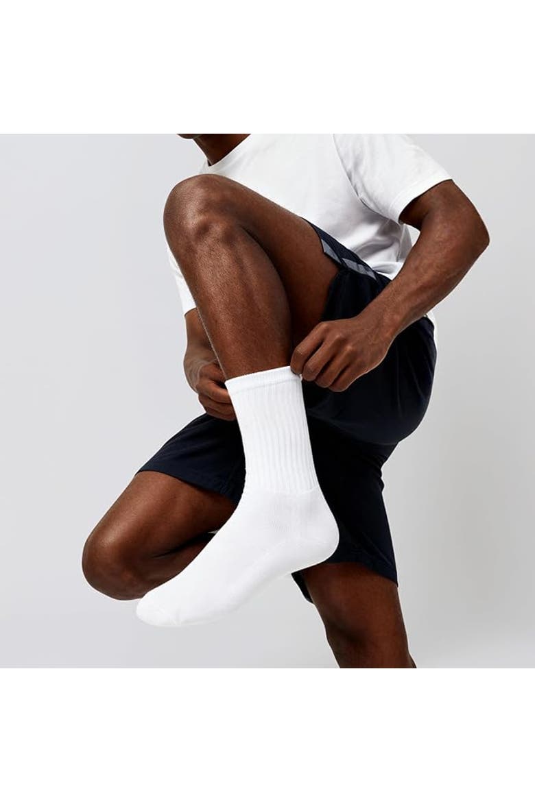 8 Pairs Premium Athletic Crew Socks, Alternate, color, White