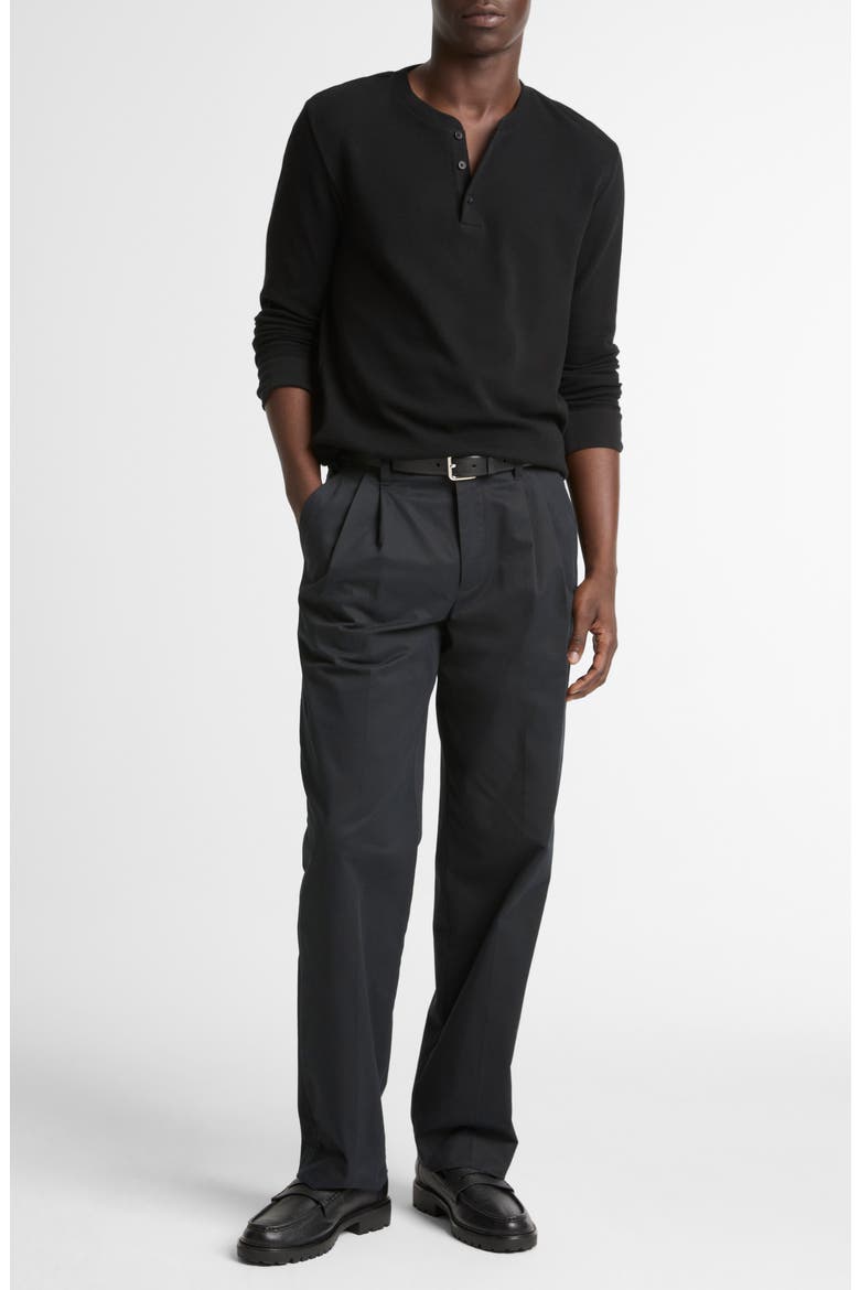 Jacquard Long Sleeve Henley, Alternate, color, BLACK