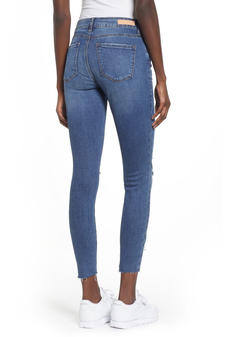 Ripped Skinny Jeans, Alternate, color, DARK VINTAGE WASH