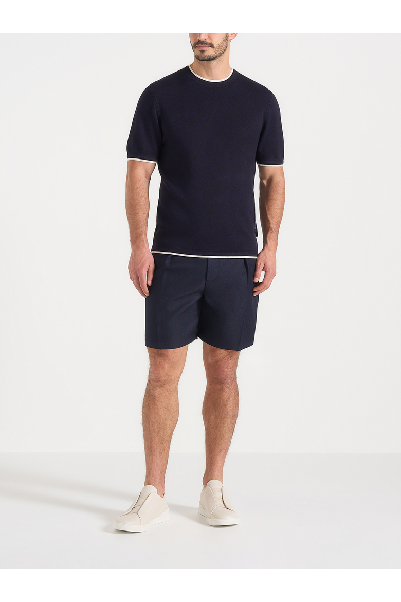 Marin Tailored Pleated Shorts, Alternate, color, Navy