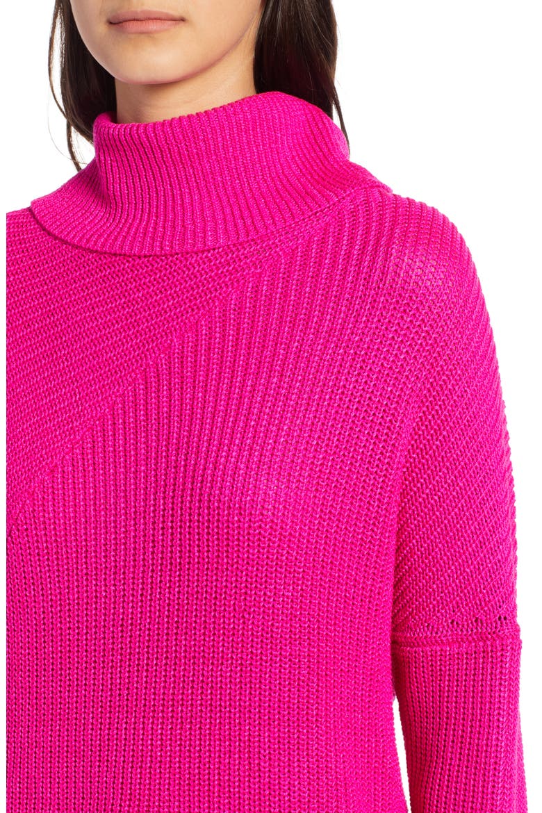 Stitch Interest Turtleneck Sweater, Alternate, color, PINK CYCLAMEN