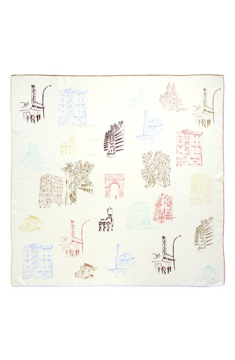 Manhattan Print Cashmere & Silk Square Scarf