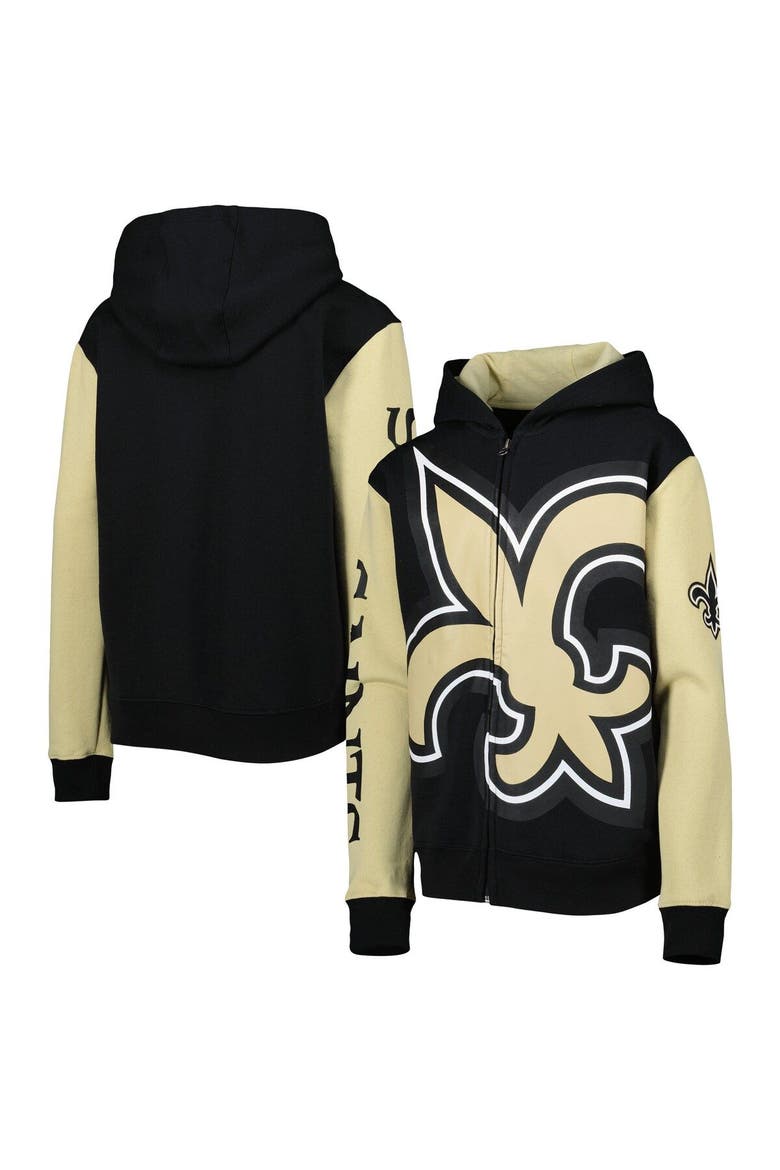 Youth Black/Gold New Orleans Saints Poster Board Full-Zip Hoodie, Main, color, Black