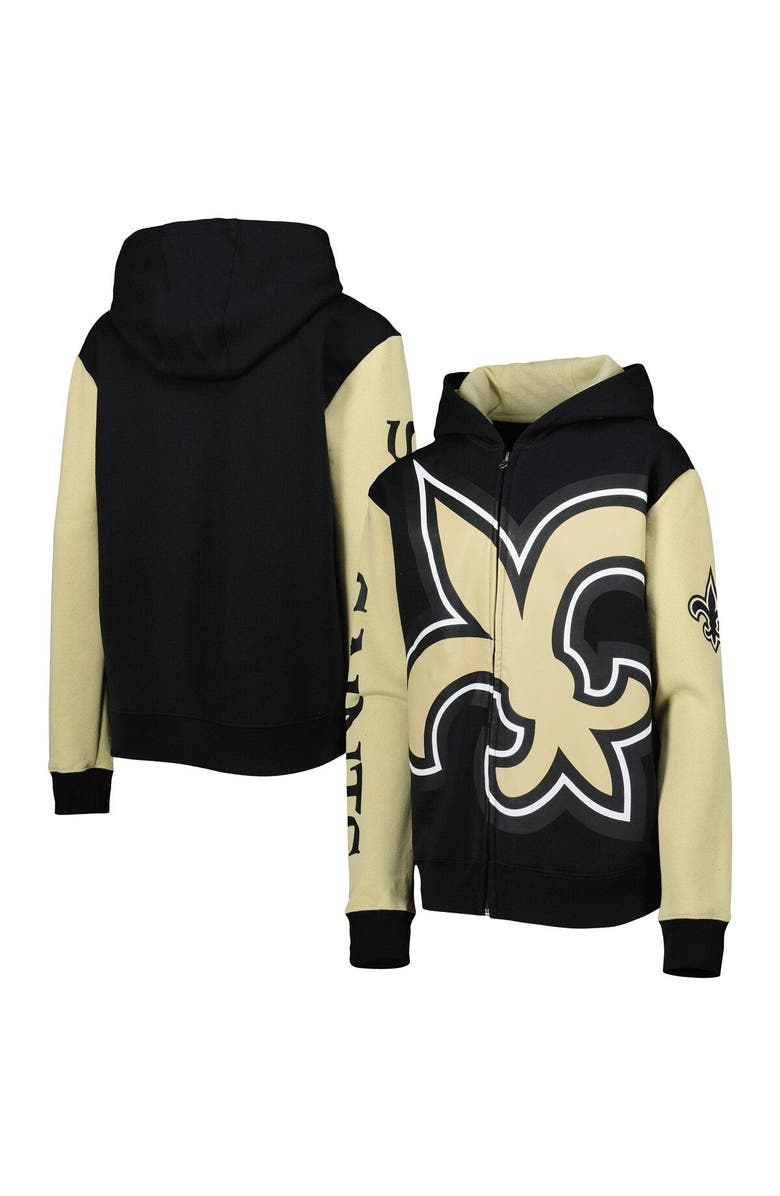 Outerstuff Youth Black/Gold New Orleans Saints Poster Board Full-Zip Hoodie, Main, color, Black