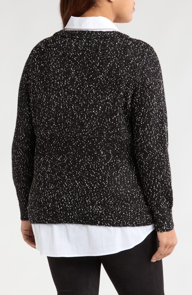 Liverpool Los Angeles Point Collar Mixed Media Sweater, Alternate, color,