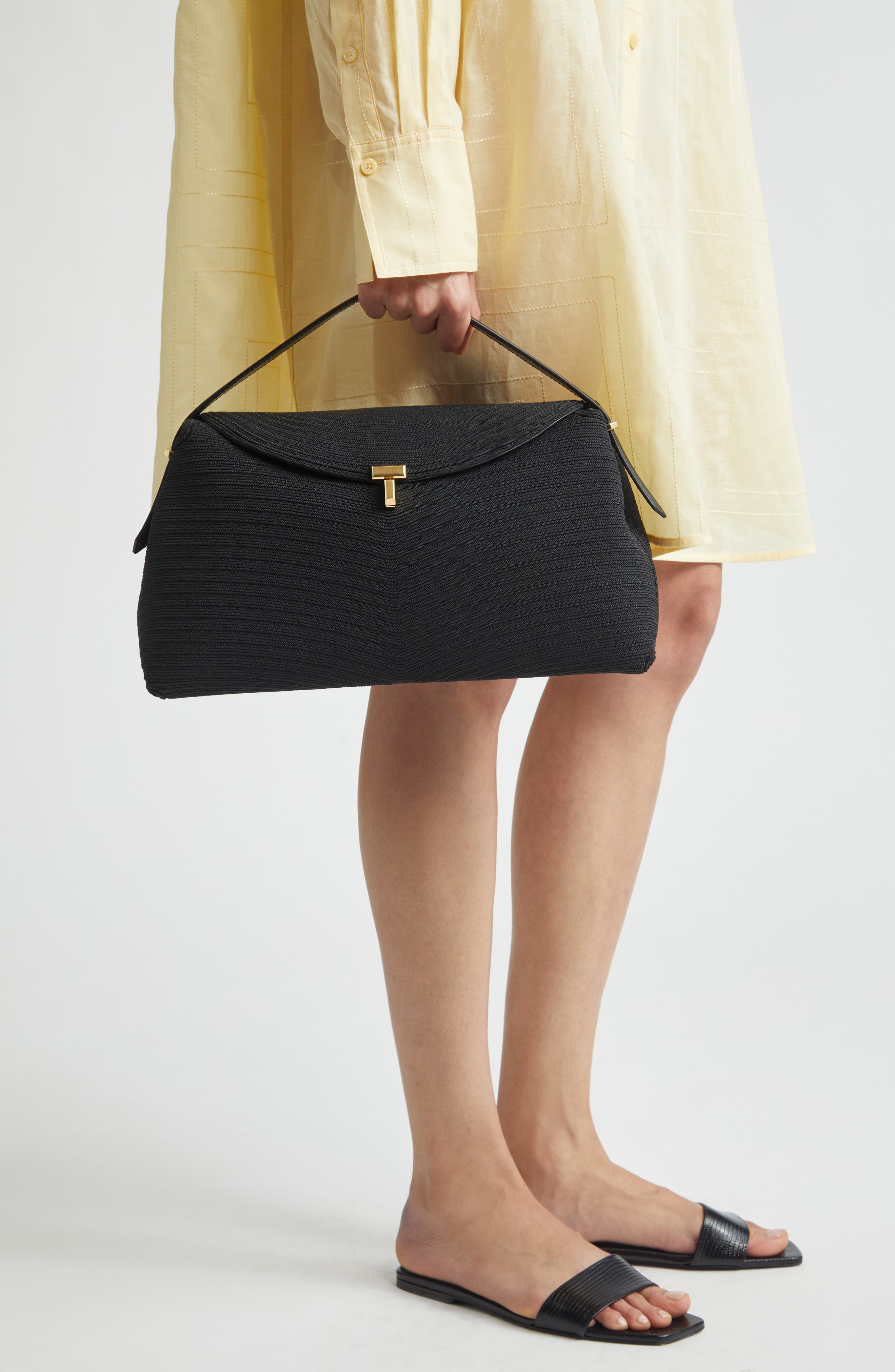 T-Lock Top Handle Bag, Alternate, color, BLACK