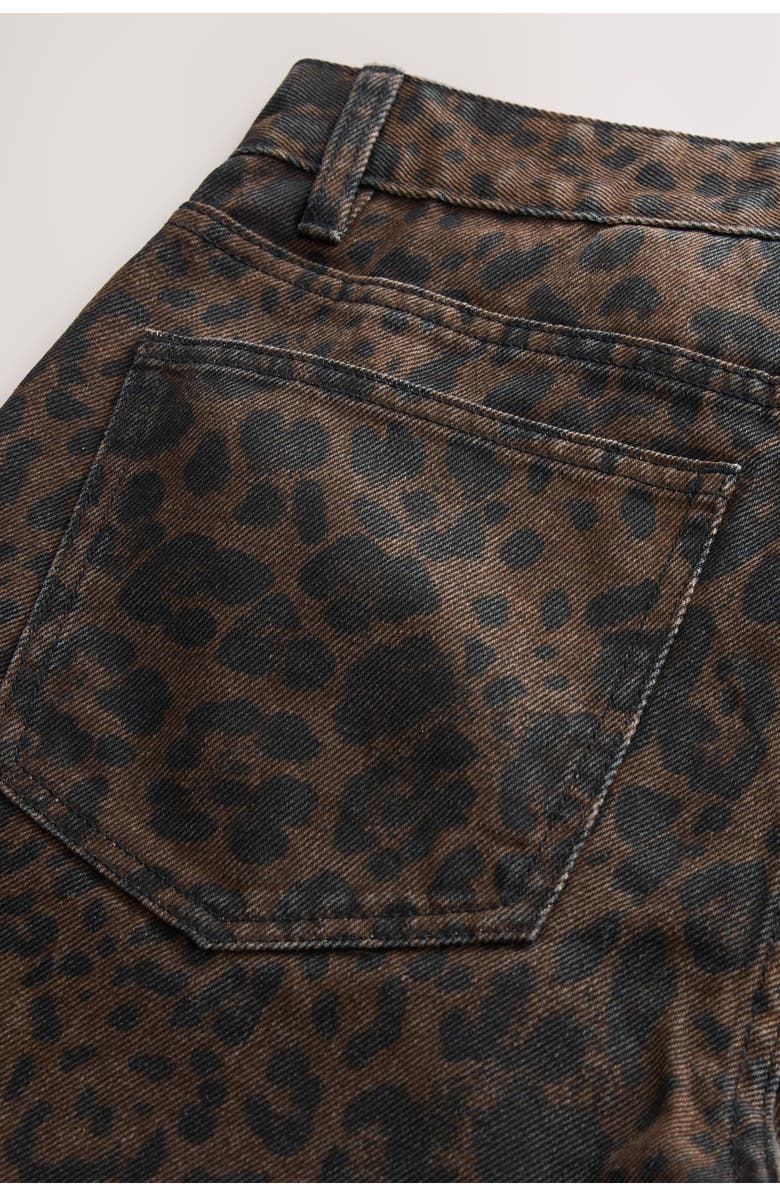 NEXT Animal Print High Waist Wide Leg Jeans, Alternate, color, Brown Multi