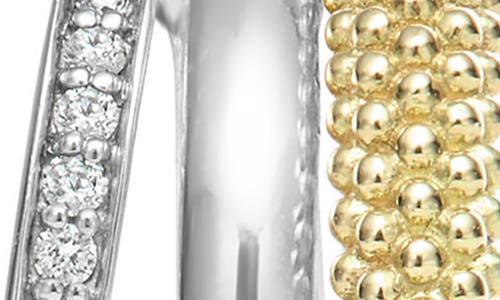 Lagos Two Tone Caviar Lux Three Ring Diamond Hoop Earrings, 0.16 Ct. T. W. In Two-tone