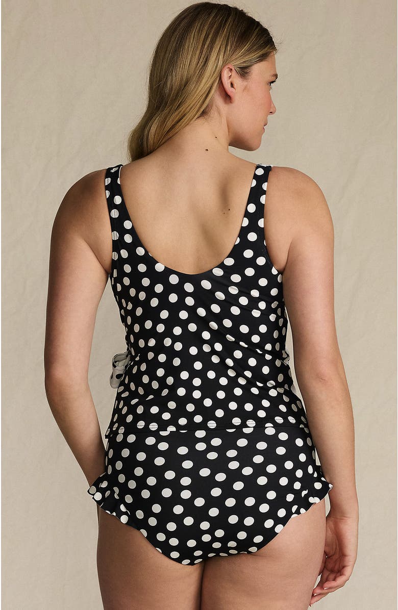 Lands' End Chlorine Resistant Side Tie V-neck Tankini Swimsuit Top, Alternate, color, Black/Egret Mixed Tossed Dots