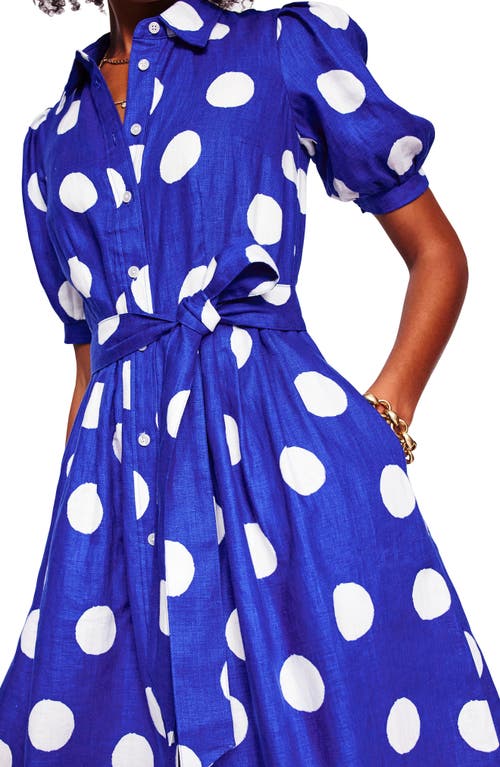 BODEN BODEN ALEXA POLKA DOT LINEN SHIRTDRESS