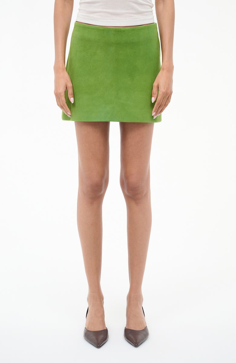 STAUD Crest Suede Miniskirt, Main, color, Leaf