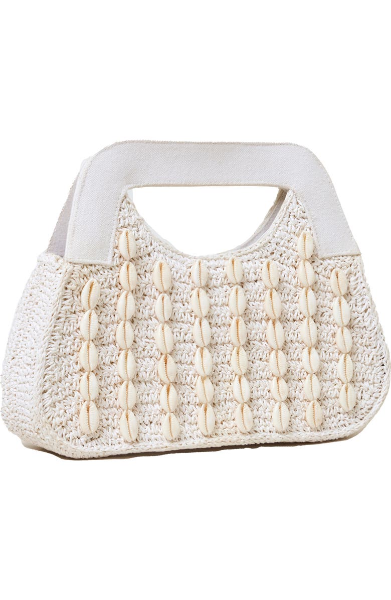 LSPACE Miley Cowry Shell Crocheted Top Handle Bag, Main, color,