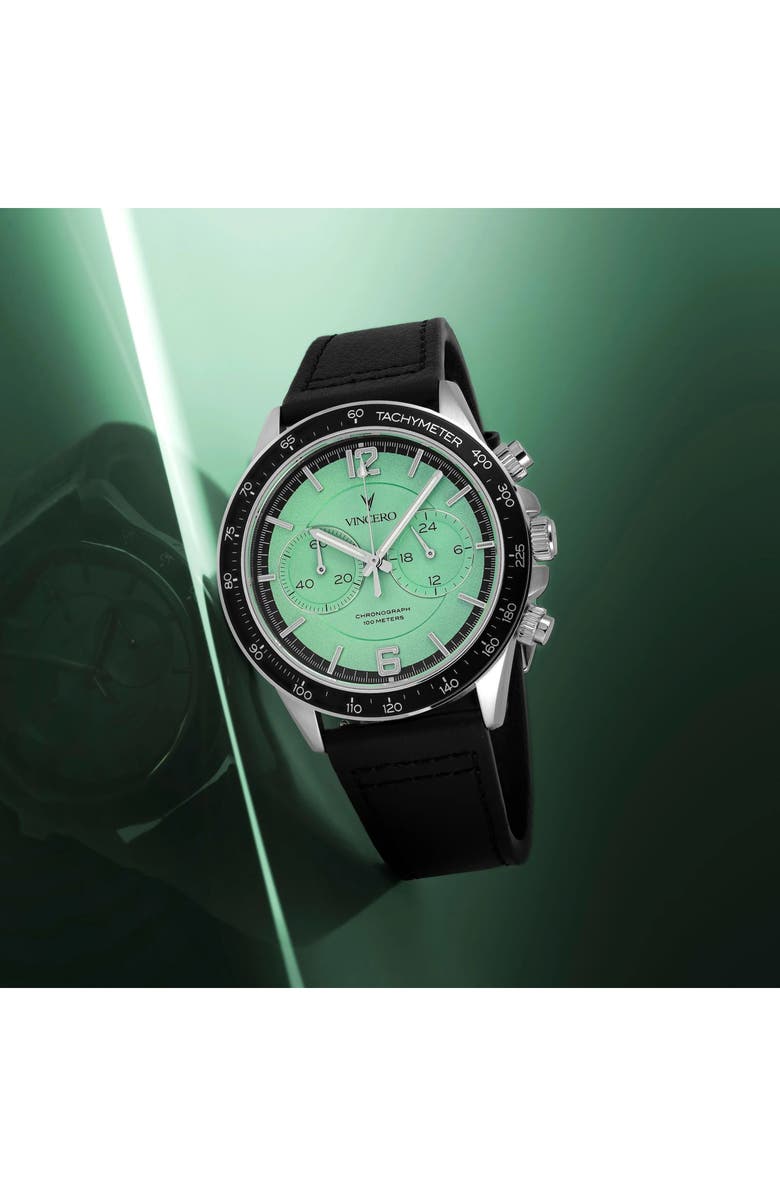 Vincero The Apex Prism Chronograph Leather Strap Watch, 42mm, Alternate, color, Frosted Jade