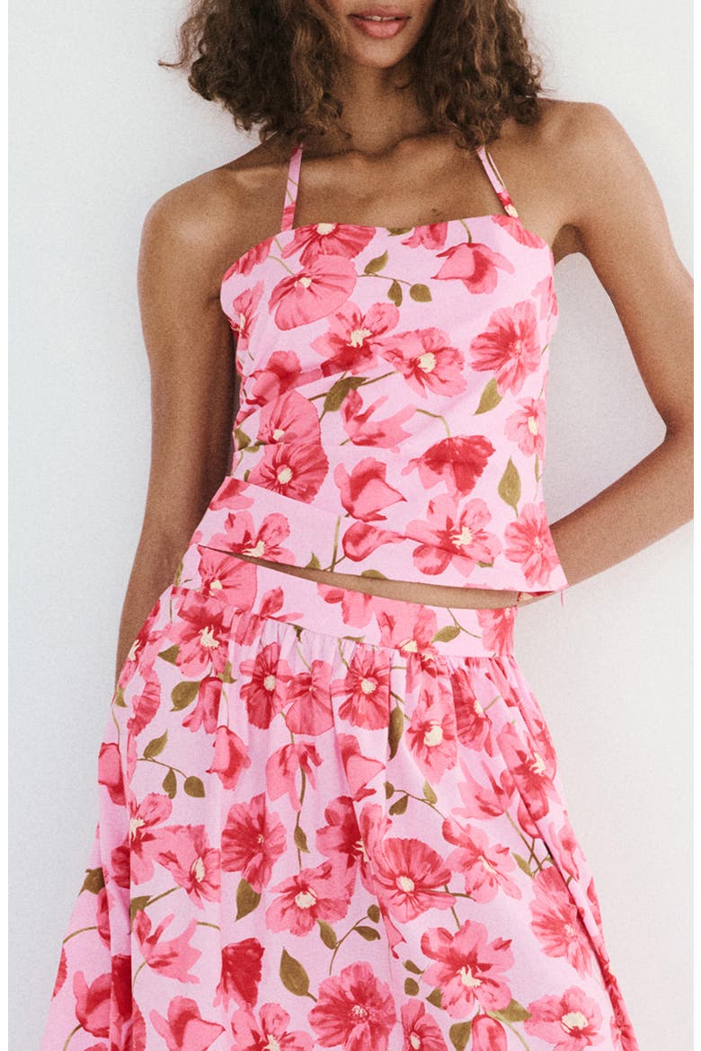 Floral Halter Neck Top, Alternate, color, PINK