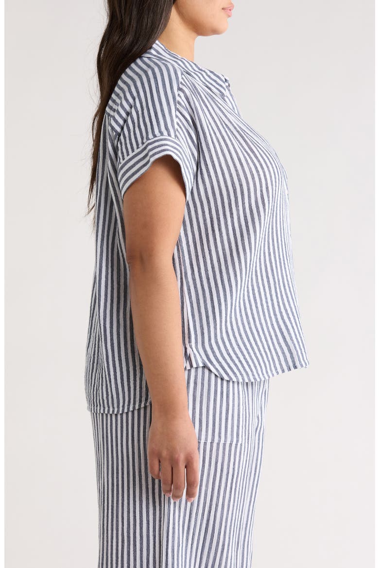 Cotton Gauze Button-Up Shirt, Alternate, color, NAVY- WHITE BRIANNE STRIPE