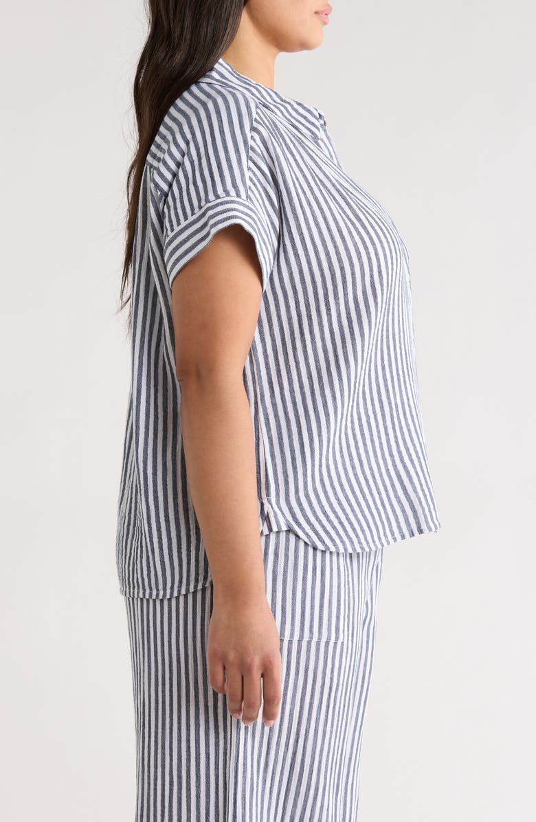 Caslon<sup>®</sup> Cotton Gauze Button-Up Shirt, Alternate, color, Navy- White Brianne Stripe