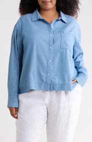 Caslon® Chambray Core Button Front Shirt