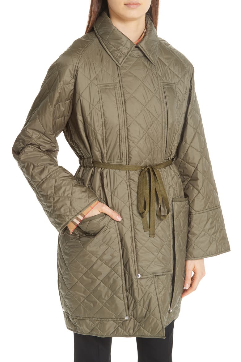 Coleraine Quilted Drawstring Jacket, Alternate, color, CADET GREEN