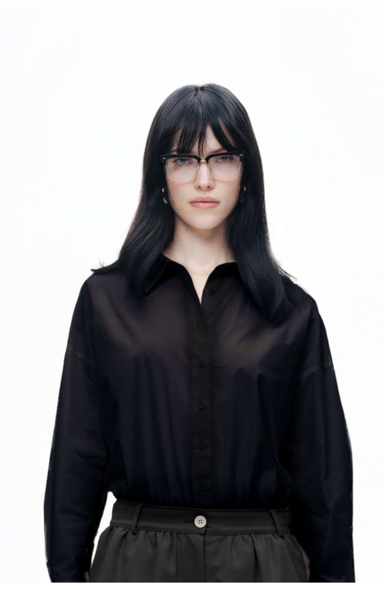Nocturne Black Shirt Collar Bodysuit, Main, color, 