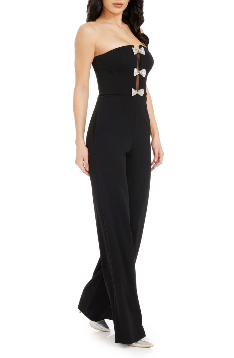 Dress the Population Erica Sequin Bow Strapless Wide Leg Jumpsuit, Alternate, color,