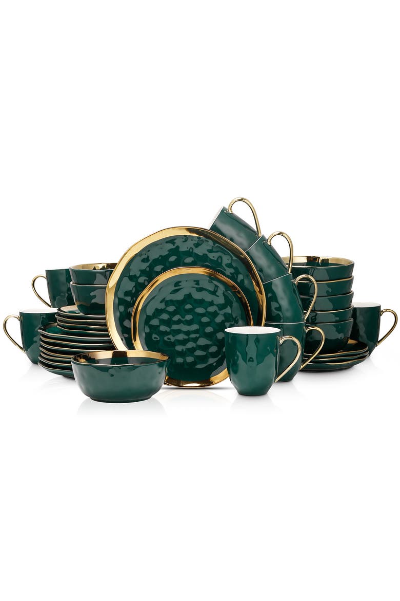 Florian Porcelain 32-Piece Dinnerware Set, Main, color, Green