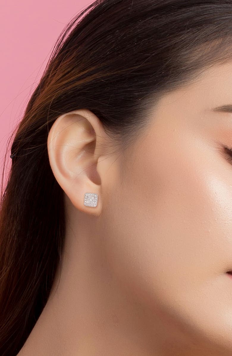 DELMAR Pavé Diamond Square Stud Earrings - 0.08ct., Alternate, color, Silver