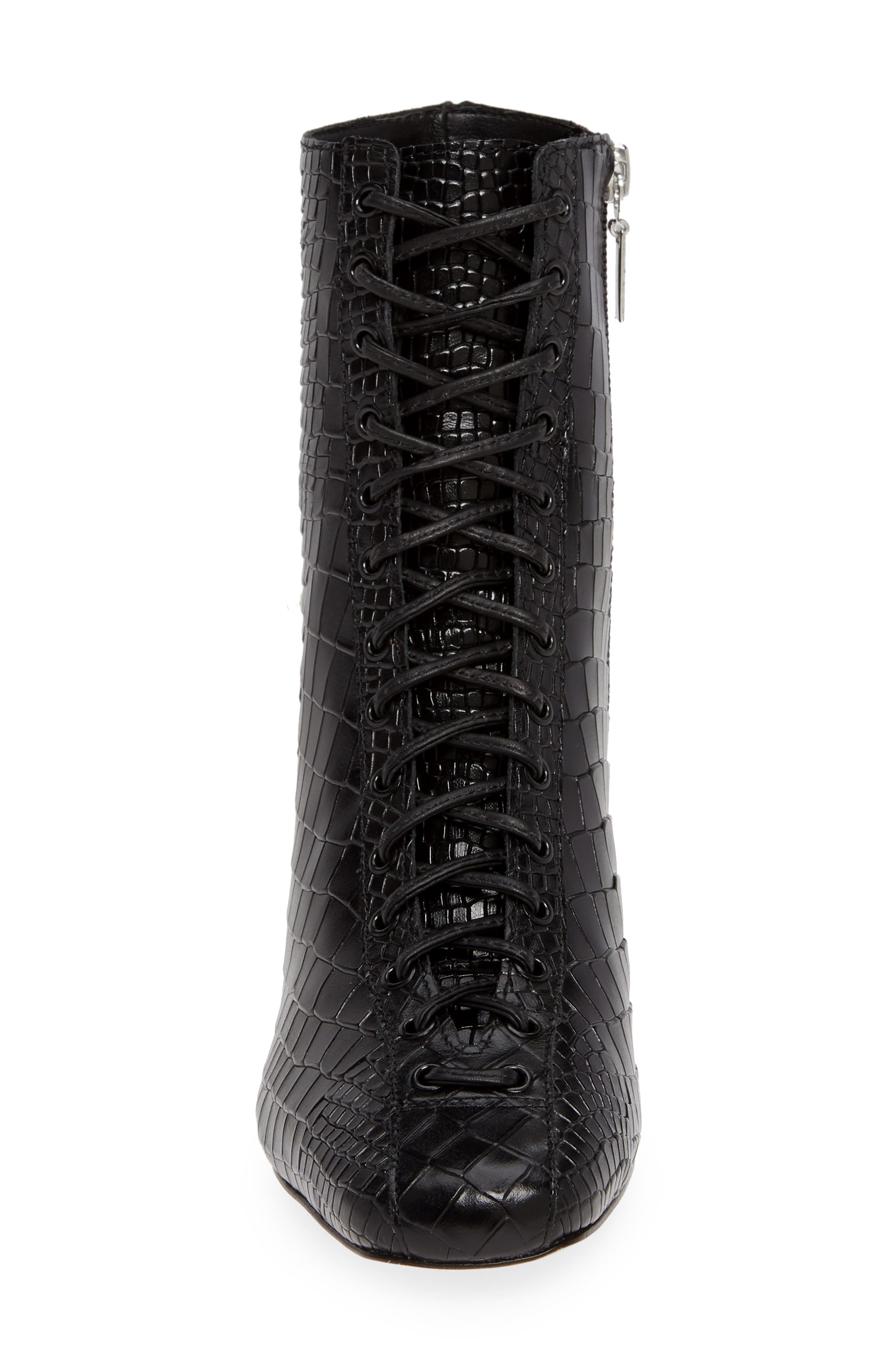 New Kika Bootie, Alternate, color, BLACK CROC LEATHER