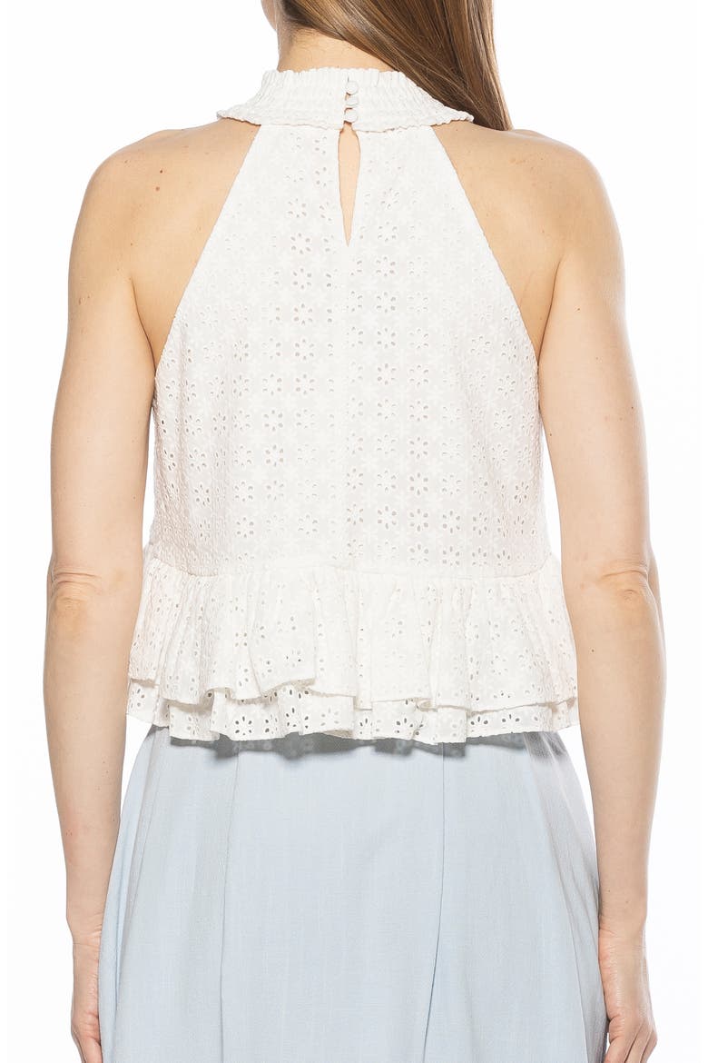 Roth Smocked Ruffle Halter Top, Alternate, color, IVORY