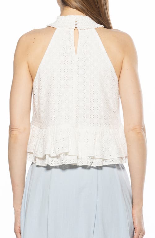 Alexia Admor Roth Smocked Ruffle Halter Top In Ivory