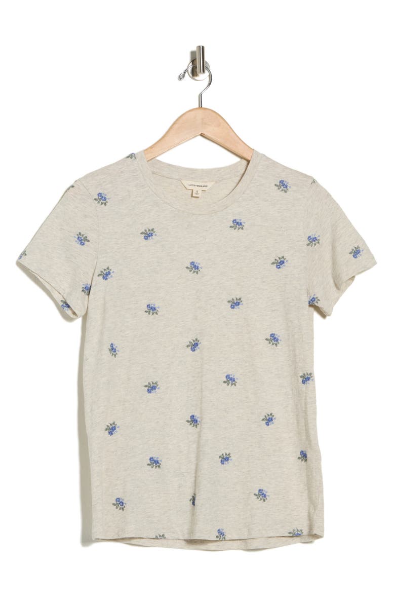 Lucky Brand Embroidered Tee, Main, color, Grey Multi