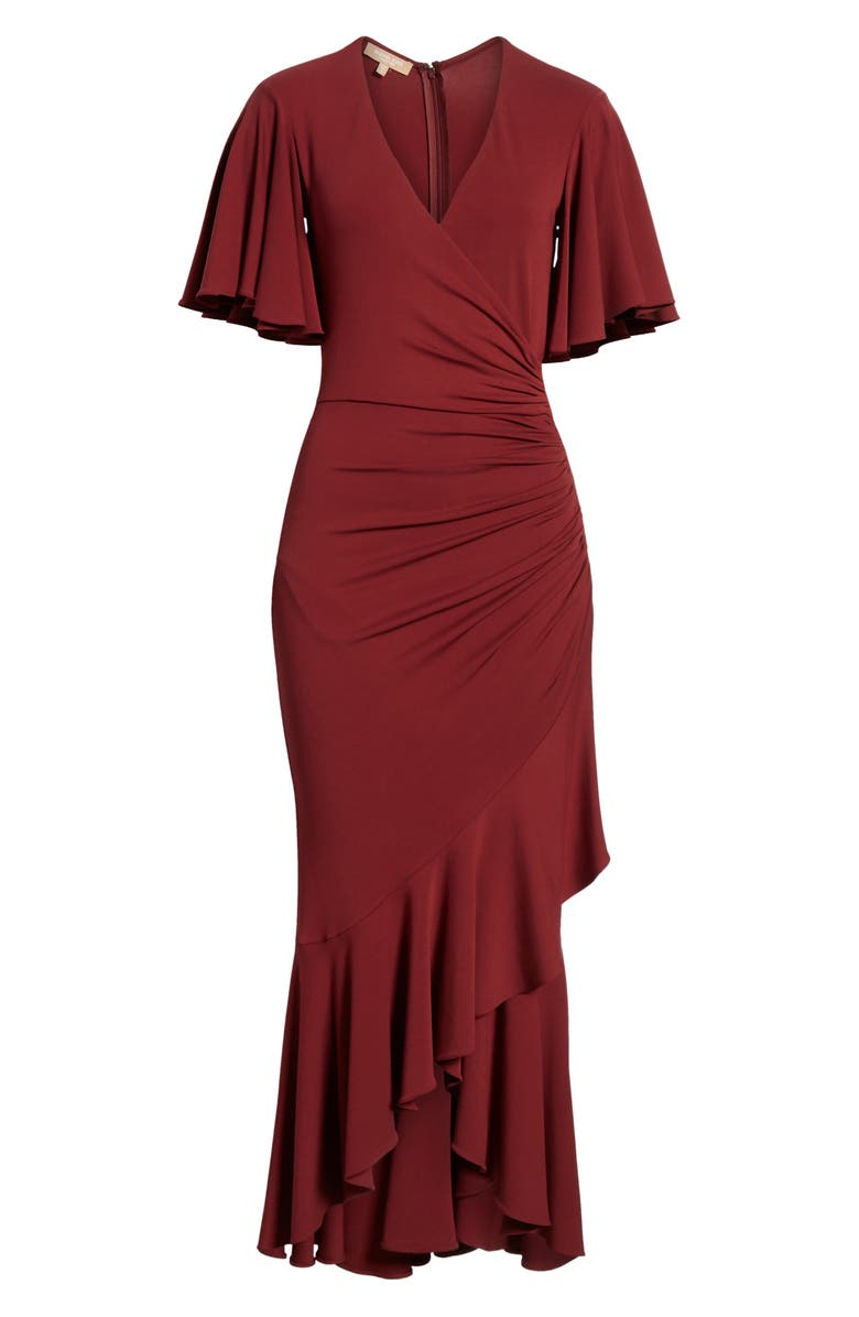 Michael Kors Collection Ruffle Faux Wrap Midi Dress, Alternate, color, 