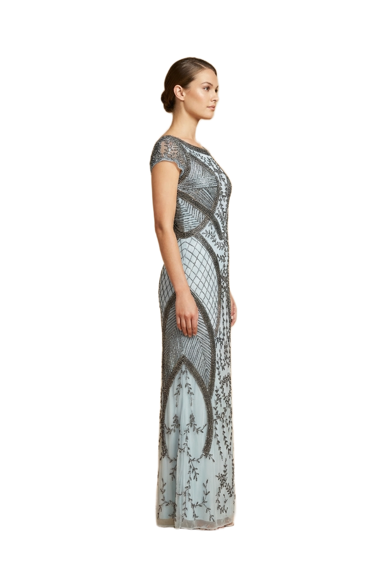 LARA New York Cape Sleeve Modestly Covered Dress, Alternate, color, Slate