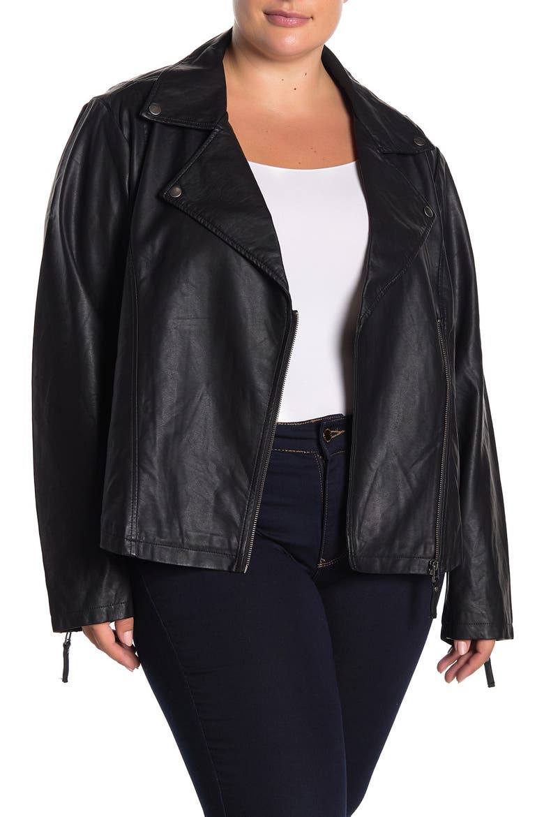 Faux Leather Moto Jacket, Main, color, BLACK