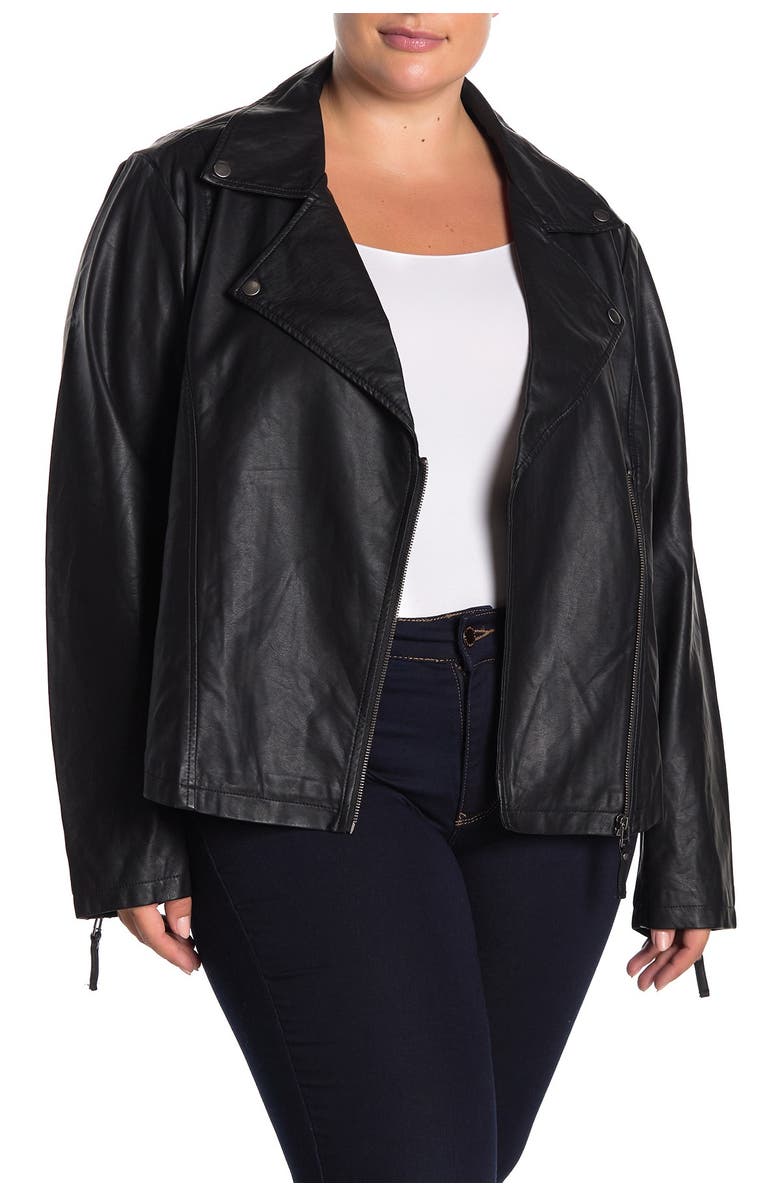 MAX STUDIO Faux Leather Moto Jacket, Main, color, Black