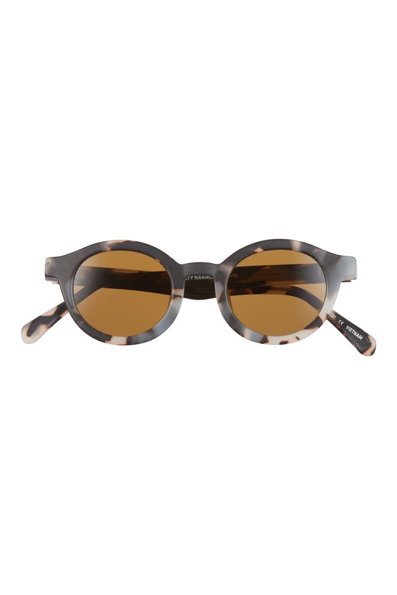 TV Party 41mm Polarized Round Sunglasses, Main, color, MATTE GREY TORT / BROWN