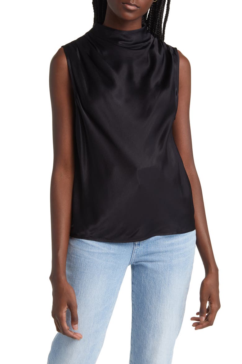 Kaleen Sleeveless Mock Neck Top, Main, color, BLACK