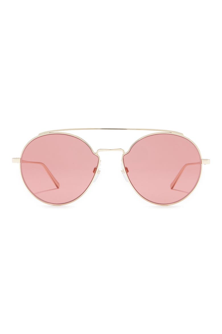 57mm Round Sunglasses, Main, color, GOLD / RED ANTIREFLEX