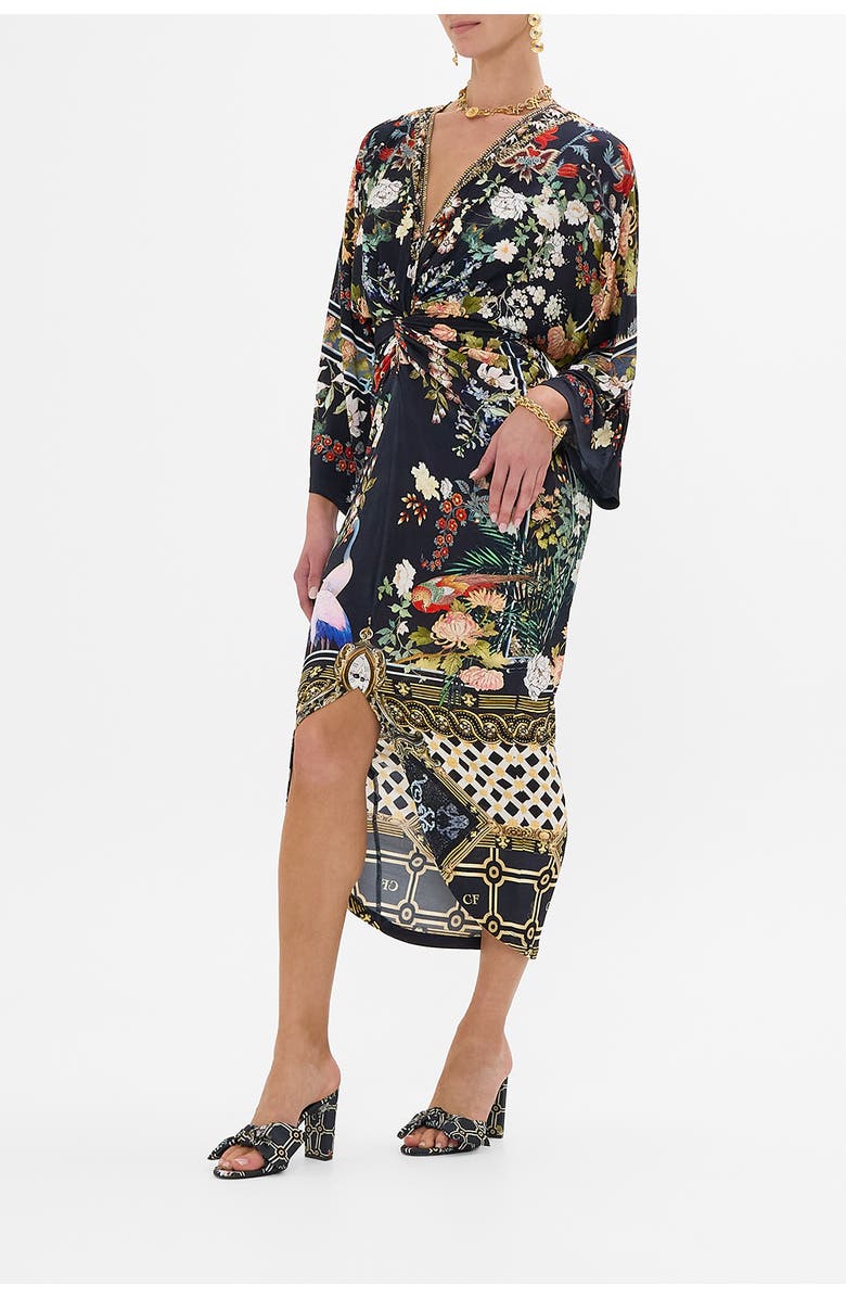 Camilla Long Split Front Twist Jersey Dress Palacio Poetry, Alternate, color, 