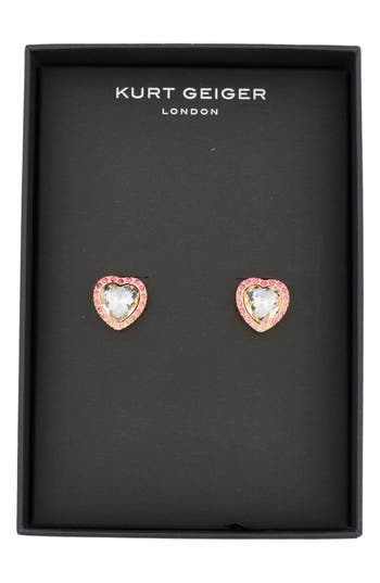 Kurt Geiger London Pavé Crystal Heart Stud Earrings In Multi