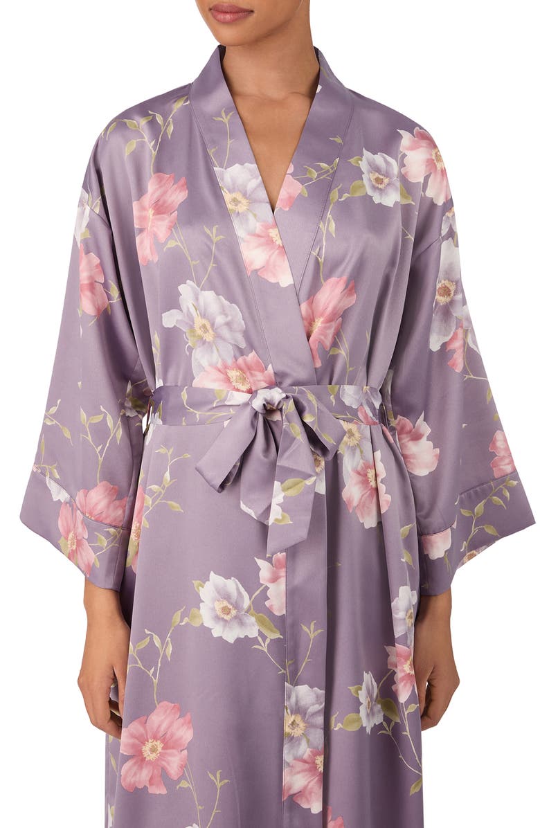 Lauren Ralph Lauren Floral Satin Robe, Alternate, color, Orchid Print