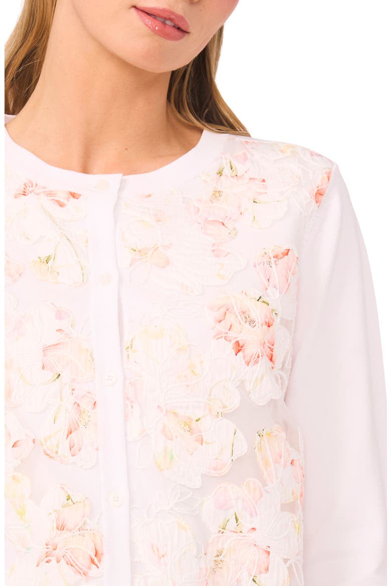 Cassia Floral Mixed Media Cardigan, Alternate, color, BRIGHT WHITE