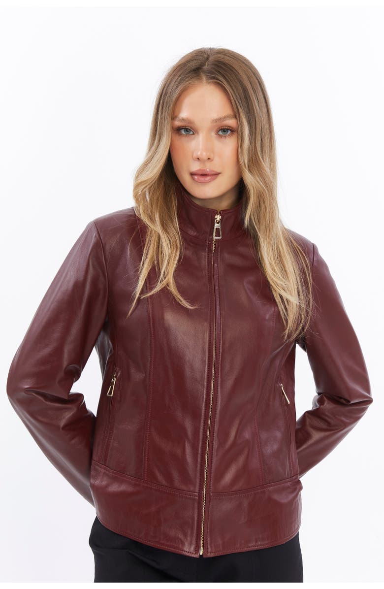 Furniq UK Blythe Leather Jacket, Alternate, color, Black