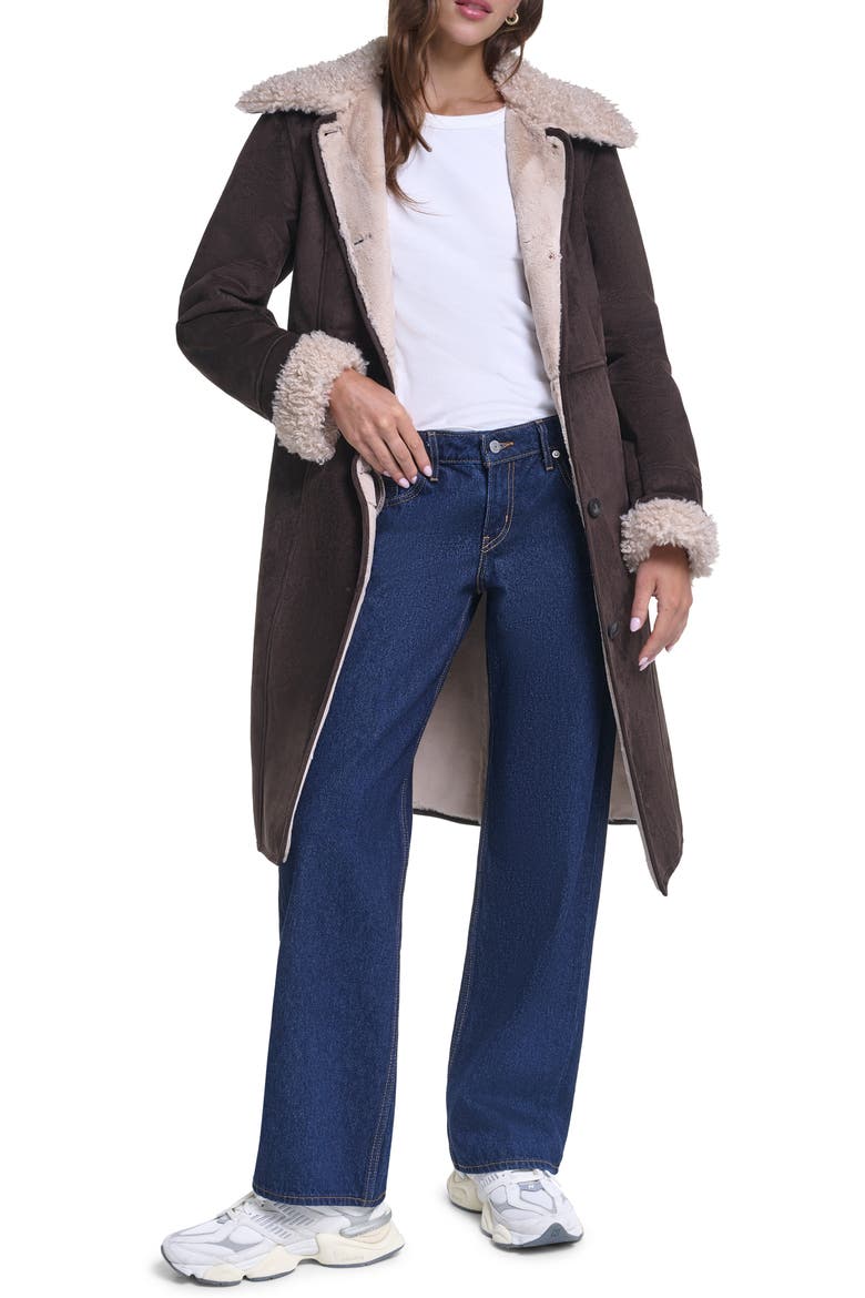 Penny Lane Faux Shearling Coat, Alternate, color, MOLASSES